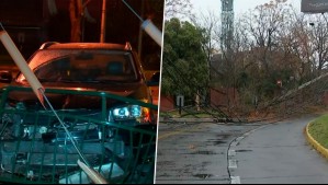 Conductor ebrio impacta reja y derriba postes en Ñuñoa: Tránsito se mantiene suspendido