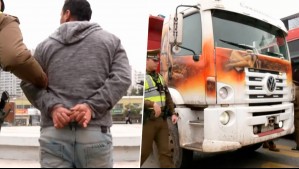 Detienen a extranjero que conducía camión sin licencia y patente oculta: Llevaba carro con retroexcavadora