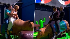 ¡Con caídas incluidas! Karen, Neme y panelistas de Mucho Gusto desafiaron al "gánesela al toro"