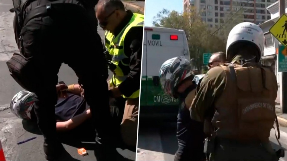 Quedó registrada su captura: Motociclista detenido tras intentar evadir control y chocar a inspector en Ñuñoa