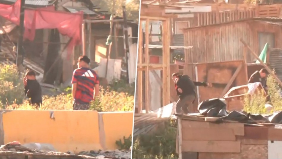 Sujetos lanzan piedras a Carabineros en medio de operativo de desalojo en toma Dignidad