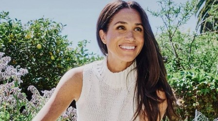 Casual con atuendo de 1.600 dólares: Meghan Markle lleva el lujo silencioso a un huerto de California