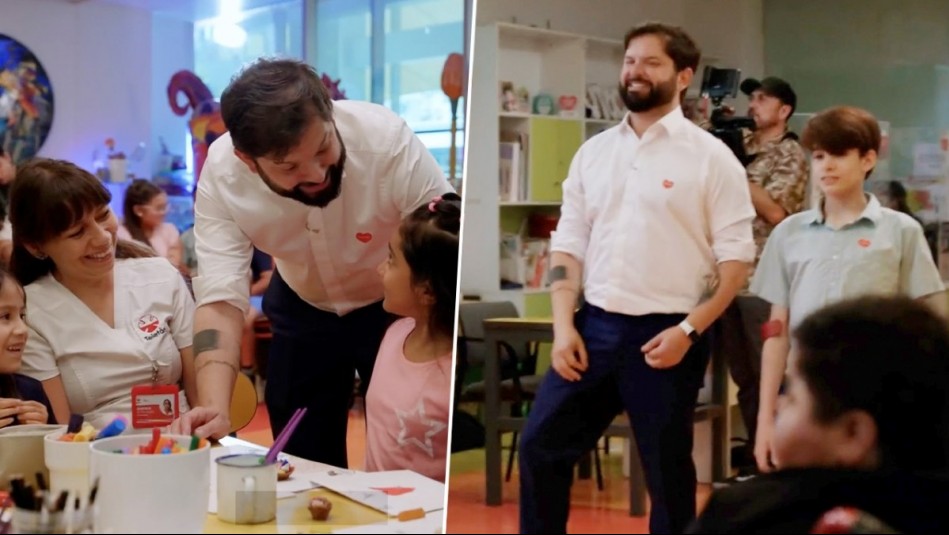 Cantó 31 Minutos con los niños y escuchó sus historias: La visita del Presidente Boric al Instituto Teletón