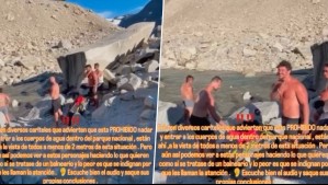 'Lo estamos pasando bien': Indignación por turistas bañándose en laguna de Torres del Paine