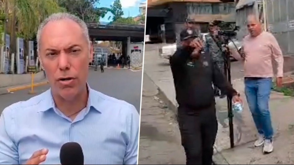 'No me puedes tocar el equipo': Policía Bolivariana amedrentó a corresponsal de Mega durante despacho