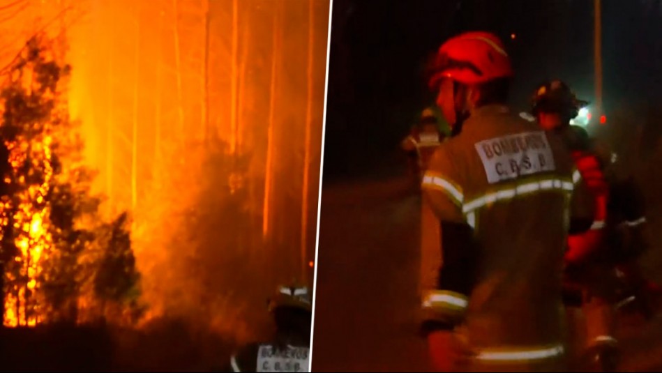 '¡Salga, salga!': Bomberos debieron evacuar de emergencia tras reactivación de foco de incendio en Concepción