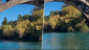 Videos muestran peligrosos piqueros desde puente en río Toltén: Un joven resultó herido