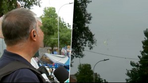 Lanzan fuegos artificiales en medio de operativo en Meiggs: Interrumpen entrevista en vivo a alcalde Desbordes