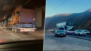 Camión de carga queda atrapado en túnel Lo Prado y genera gran congestión en dirección a Santiago