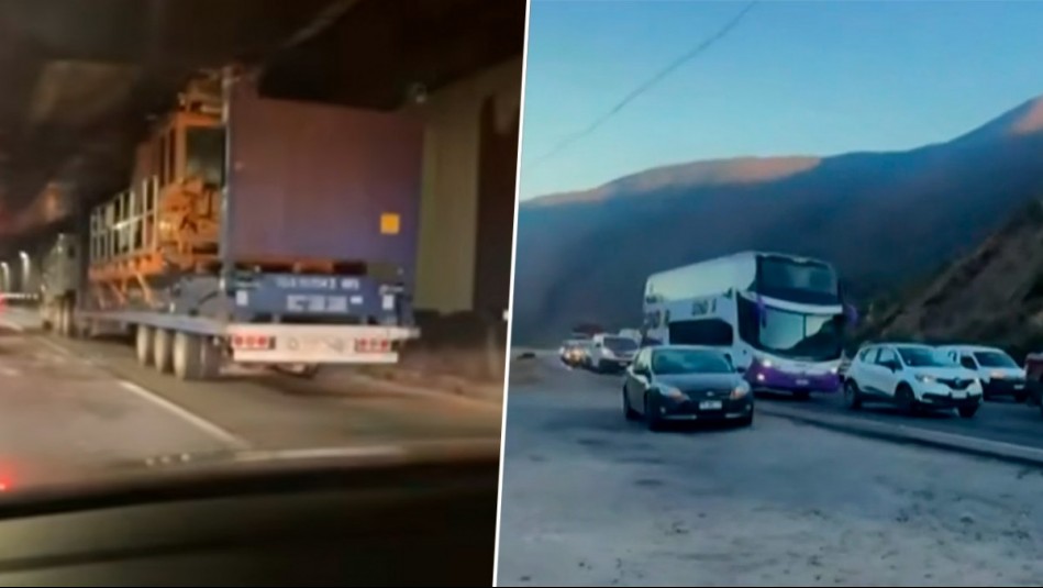 Camión de carga queda atrapado en túnel Lo Prado y genera gran congestión en dirección a Santiago