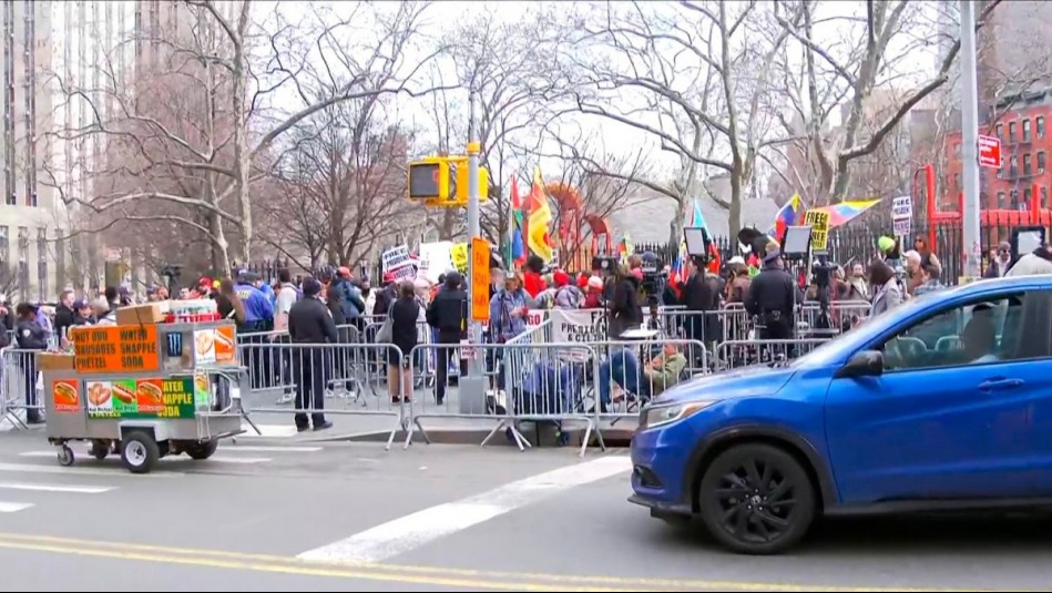 Protestas a favor y en contra marcan nueva audiencia de Nicolás Maduro en Nueva York