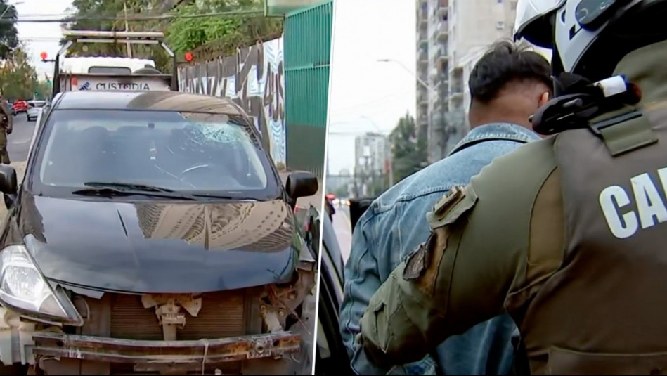 Conductor ebrio arrasa con poste en Santiago: Iba contra el tránsito, intentó huir y tenía 360 multas impagas
