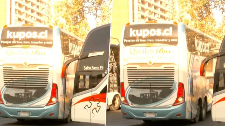 Cámara de Mucho Gusto capta en vivo llamativo choque entre buses en terminal de Santiago