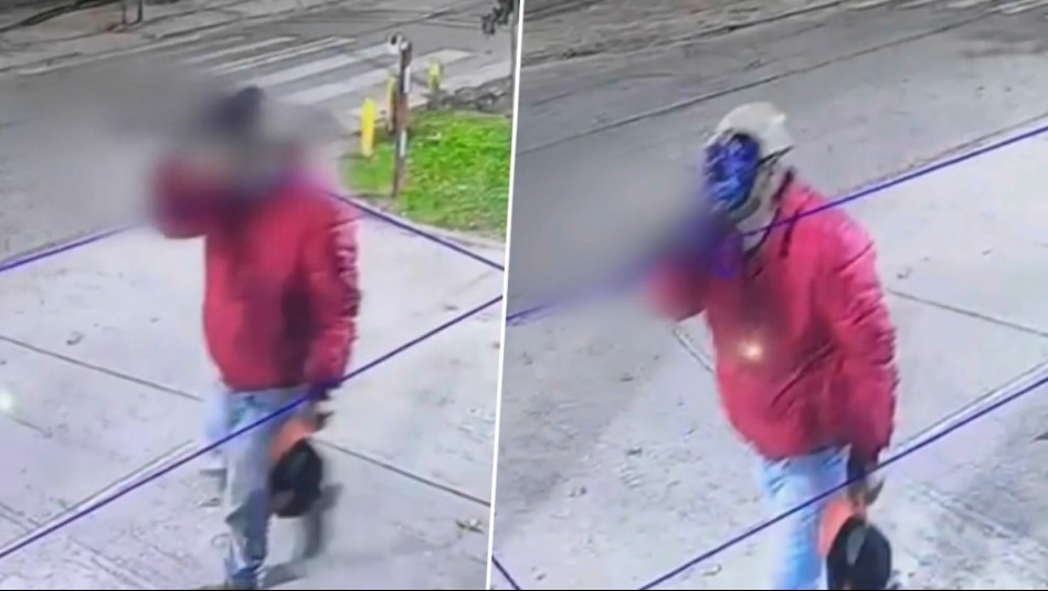 Durante la madrugada: Captan a hombre enmascarado caminando con un cuchillo por calles de San Miguel