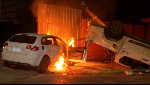 Tenía antecedente por grave delito: Conductor escapó de fiscalización, chocó una camioneta y provocó incendio