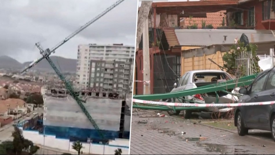 Golpeó cinco casas y una persona lesionada: Captan momento en que grúa cae sobre zona residencial en Coquimbo