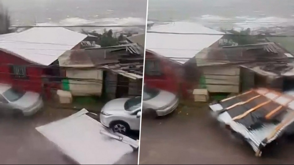 Impactantes imágenes: Fuertes vientos arrasan con techos de casas en Lota en medio de temporal