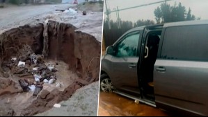 Lluvias provocan enorme socavón en Reñaca: Vehículo de Mucho Gusto quedó atrapado