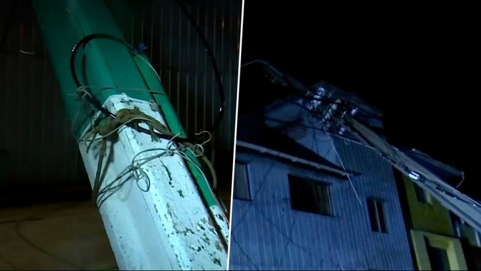 Poste en Cerro Yungay de Valparaíso amenaza con su caída a vecinos del sector: Alertaron a autoridades