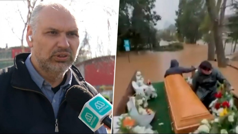 'O lo toman o se van': Familia denuncia que tuvo que trasladar ataúd en tractor por cementerio inundado
