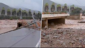 En medio de temporal: Puente fue arrastrado tras activación de quebrada El Arrayán en Vicuña