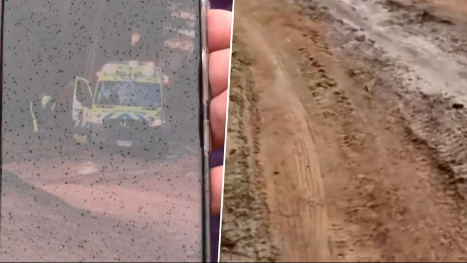 Ambulancia y carroza quedaron atrapadas en el barro cuando iban a buscar a persona fallecida en Laguna Verde