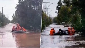 GOPE rescata a hombre que pasó la noche atrapado en el entretecho de su casa tras desborde de río en Chillán
