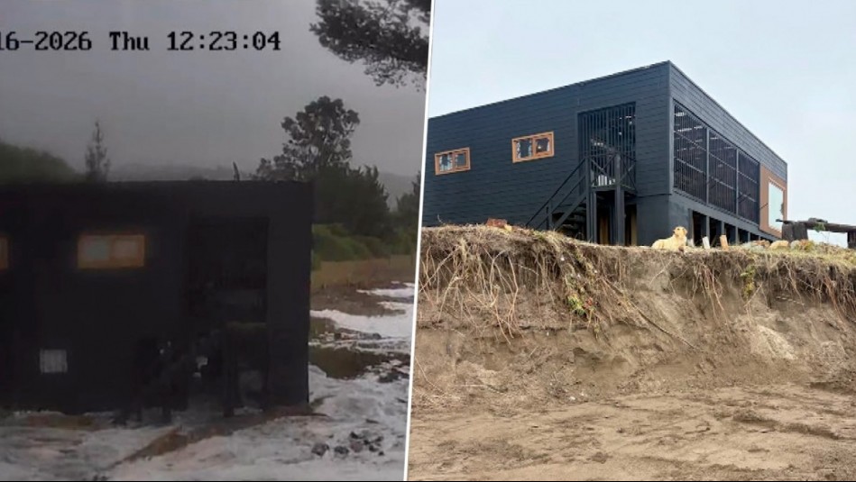 El mar se llevó 16 metros de playa: Casa queda al borde de ser arrastrada en Arauco tras marejadas