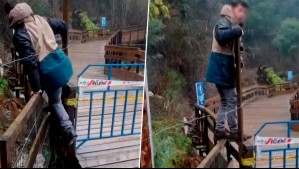Video capta peligrosa imprudencia en Saltos del Laja: Joven saltó rejas pese al cierre del sector
