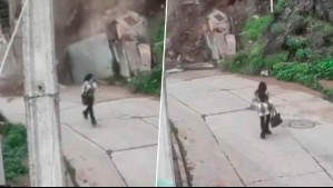 Mujer salva por segundos de ser aplastada por derrumbe en Valparaíso