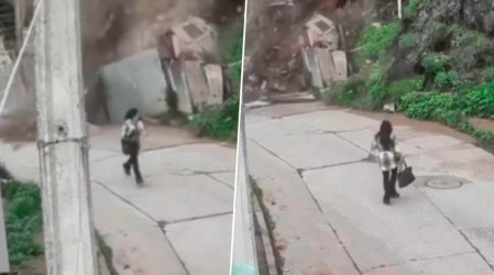 Mujer salva por segundos de ser aplastada por derrumbe en Valparaíso