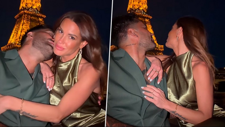 Apasionados y enamorados: El romántico registro de Luis Jiménez y Gala Caldirola con la Torre Eiffel de fondo