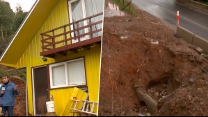 Vivienda se desplazó seis metros por derrumbe y quedó al borde de gran socavón en Niebla
