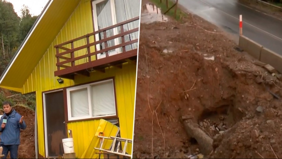 Vivienda se desplazó seis metros por derrumbe y quedó al borde de gran socavón en Niebla