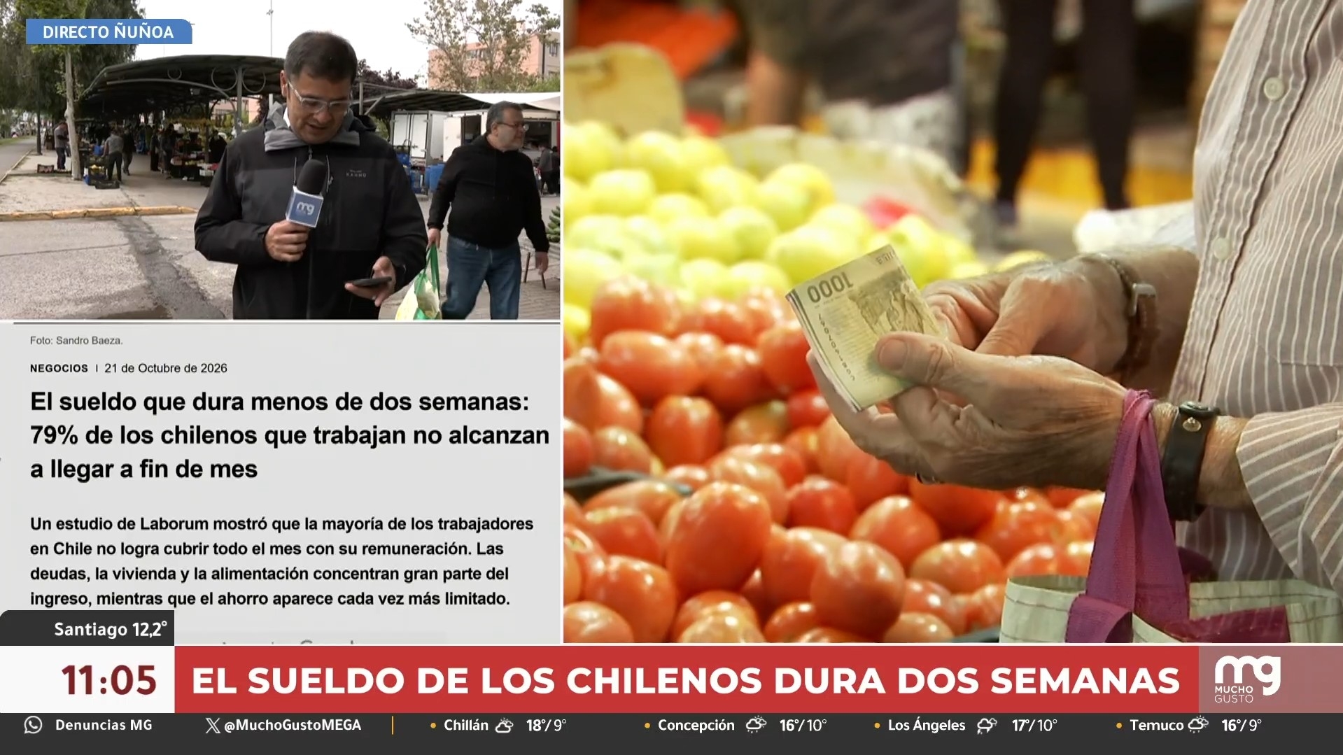 Sueldo de chilenos dura dos semanas
