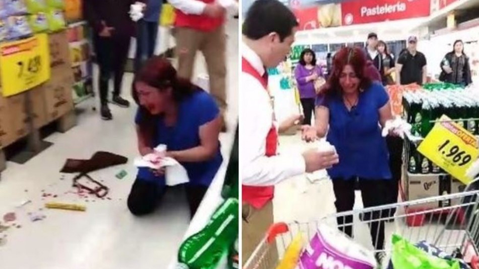 [VIDEO] Mujer pierde dientes tras presunta agresión de un guardia en supermercado de Temuco