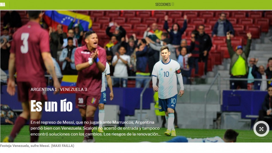 La portada de Diario Olé. / Captura