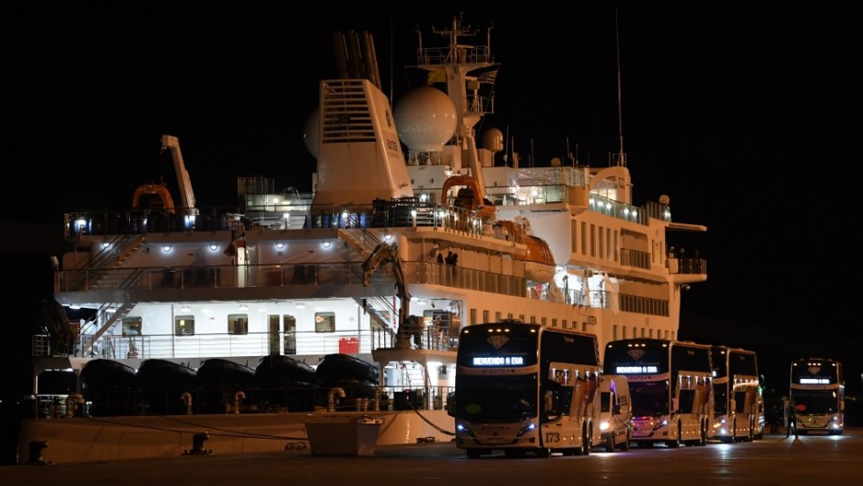 Pasajeros de crucero en Uruguay contaminado con coronavirus parten a Australia Pasajeros de crucero en Uruguay contaminado con coronavirus parten a Australia