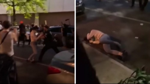 Policía de Nueva York es inculpado por empujar a una manifestante