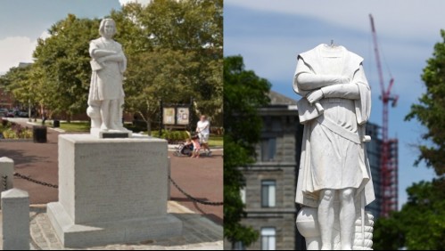 Decapitan estatua de Cristóbal Colón durante protesta contra el racismo en Boston