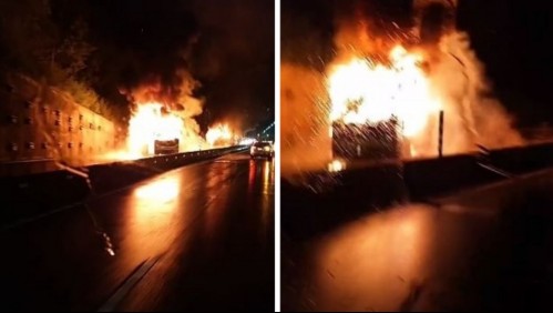 Video muestra brutal ataque incendiario contra dos camiones y un bus en viaducto del Malleco