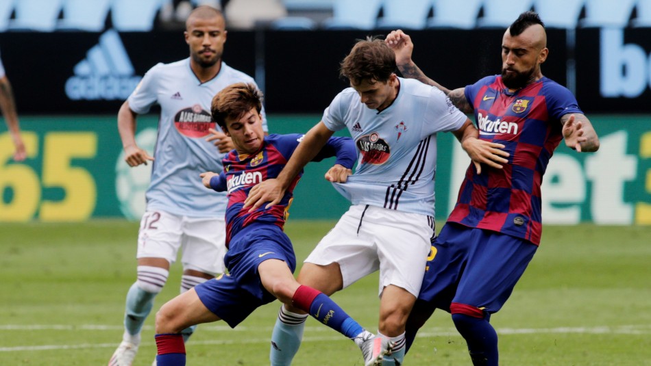 Vidal en el juego con el Celta. Vidal fue titular: Al Barcelona le empatan sobre el final y cede terreno al Real Madrid en la lucha por el título
