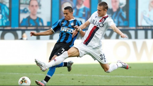 Un ganoso Alexis Sánchez jugó en dura derrota del Inter de Milán ante el Bologna de Gary Medel