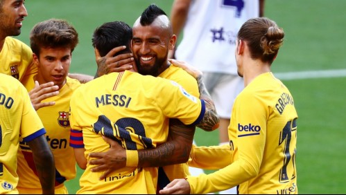 Con gol de Arturo Vidal gana el Barcelona y sigue soñando con el título de España