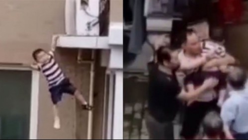 Video muestra increíble acción de vecino para salvar a niño que cayó desde quinto piso en China