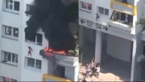 Dos niños saltan desde un tercer piso para salvarse de las llamas