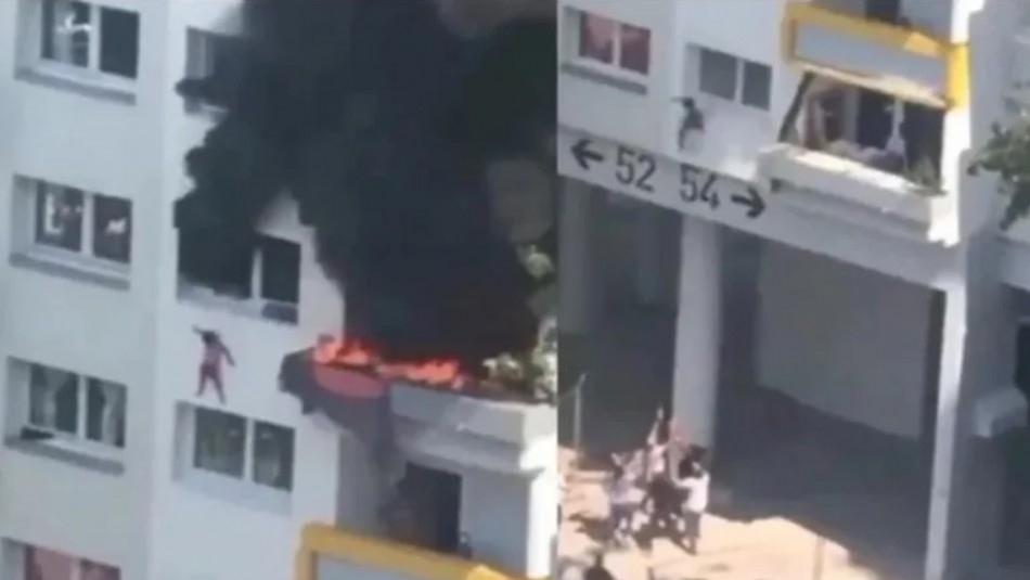 VIDEO: Dos niños saltan desde un tercer piso para salvarse de las llamas VIDEO: Dos niños saltan desde un tercer piso para salvarse de las llamas