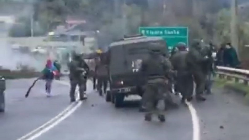 violencia araucania carabineros Incidentes en La Araucanía terminan con 5 carabineros lesionados