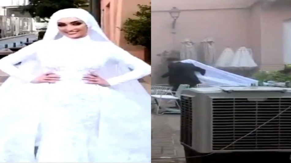 Video capta momento en que novia posaba para sesión de foto cuando se produjo la explosión en Beirut Video capta momento en que novia posaba para sesión de foto cuando se produjo la explosión en Beirut