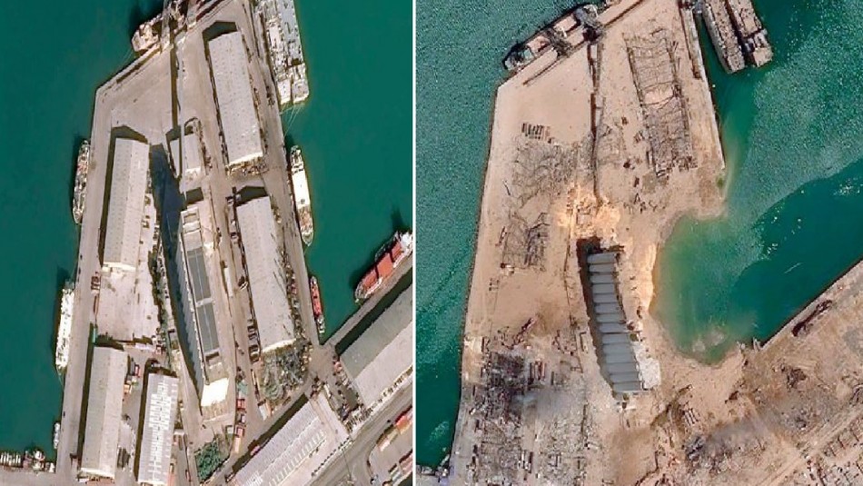 El impactante antes y después del puerto de Beirut tras la enorme explosión El impactante antes y después del puerto de Beirut tras la enorme explosión